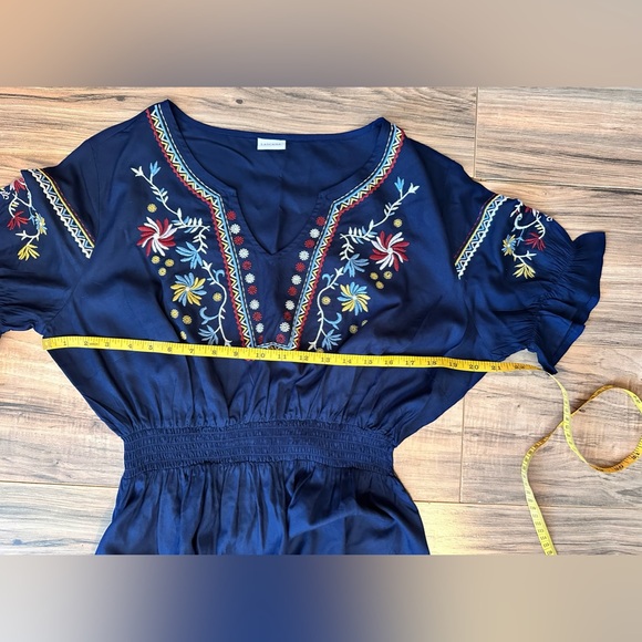 Lascana Shirt dress embroidered in marine blue. - Picture 5 of 10
